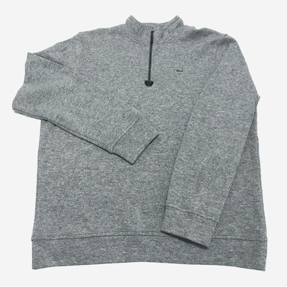 Lacoste Cotton Wool Cashmere Blend 1/2 Zip Sweater in Heathered Gray Size 6